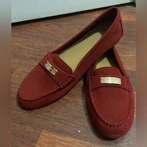 Coach Fredrica Nubuck Red Loafers, Size 10